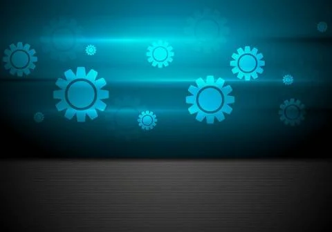 Contrast blue and black tech background with gears Contrast blue and black... 스톡 사진