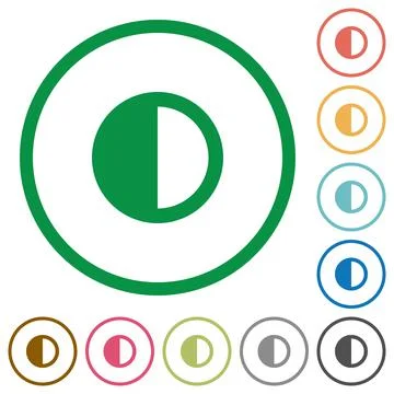 Contrast control flat icons with outlines Illustrazione stock