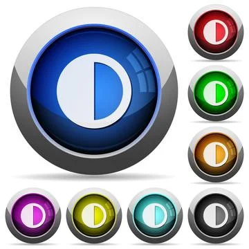 Contrast control round glossy buttons 스톡 일러스트
