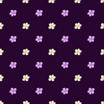Contrast ditsy seamless pattern with white and lilac flower buds ornament. Da Stock Illustration