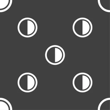 Contrast icon sign. Seamless pattern on a gray background. Vector Illustrazione stock