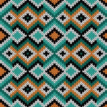 Contrast knitting ornate pattern Illustrazione stock