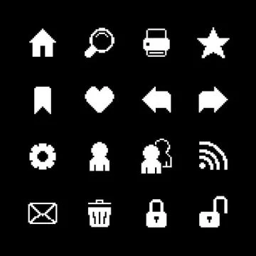 Contrast pixel icons set for interface design 스톡 일러스트