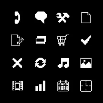 Contrast pixel icons set for interface design Illustrazione stock