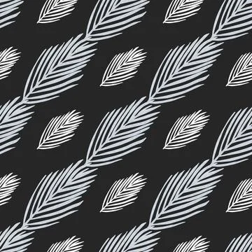 Contrast seamless christmas pattern with light fir branches ornament. Black b 스톡 일러스트
