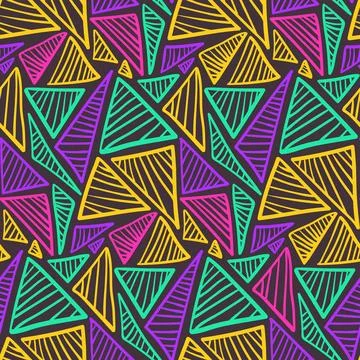 Contrast seamless pattern with colorful triangles Stock Illustration