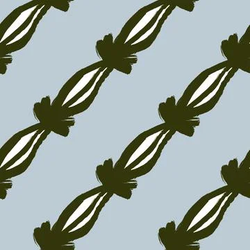 Contrast seamless pattern with green contoured abstract leaf elements print.  Ilustración de archivo