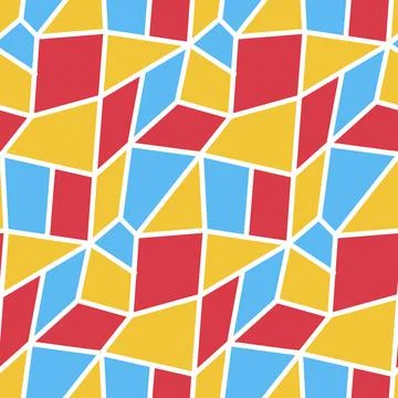 Contrast seamless pattern stained glass window red blue yellow abstract backg Illustrazione stock
