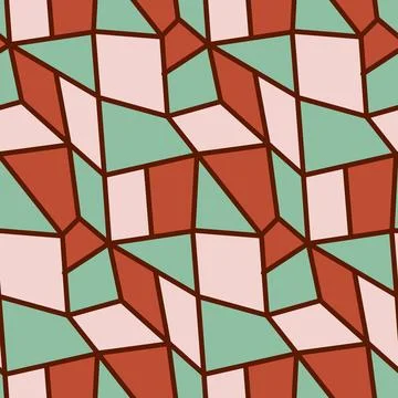 Contrast seamless pattern stained glass green brick red abstract background Stock Illustration