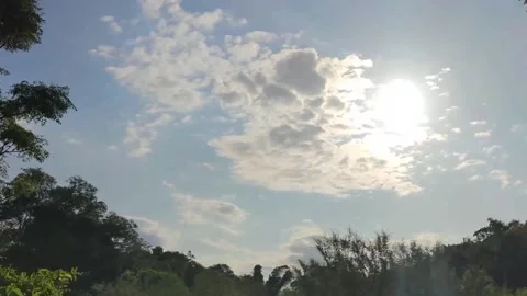 Contrast of sun and clouds at dusk in rural area in Brazil Stock Footage 132735782