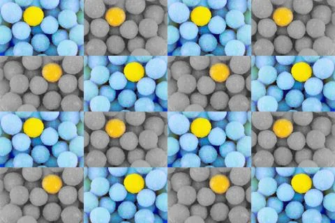 Contrasting pattern blue yellow candy ball container symmetrical geometric Stock Photos