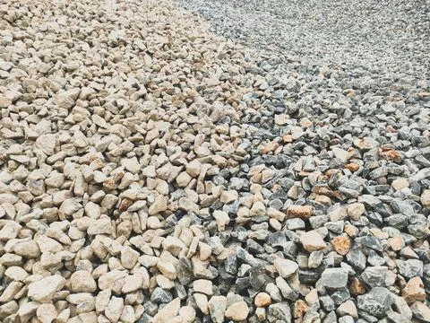Contrasting Textures of Crushed Stone Aggregate Stock Photos
