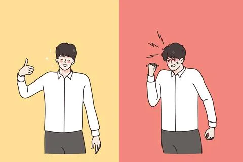 Contrasts in mood and expression concept Stock Illustration