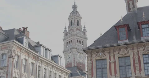 Contre plongée sur le beffroi - LILLE, France Stock Footage 153899760