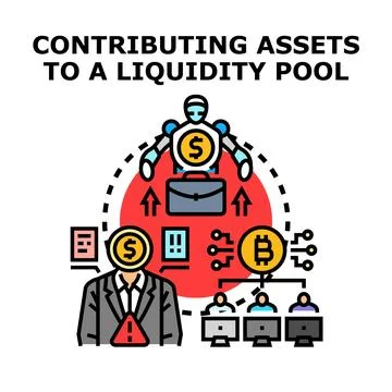 Contributing assets to a decentralized liquidity pool concept Stock Illustration