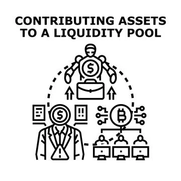 Contributing assets to a decentralized liquidity pool concept Stock Illustration