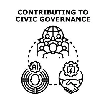 Contributing to civic governance with technology and community Stock Illustration
