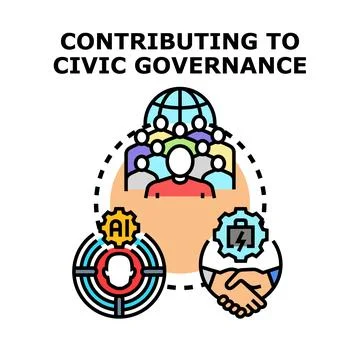 Contributing to civic governance with technology and community Stock Illustration