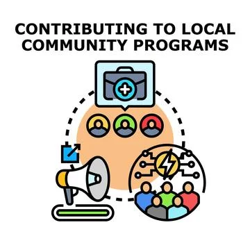 Contributing to local community programs concept illustration Stock Illustration
