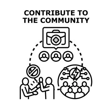 Contributing resources, solving problems, and developing community Stock Illustration