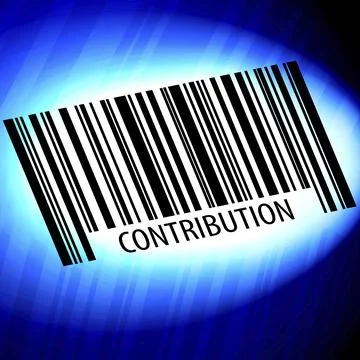 Contribution, barcode with blue Background Stock Illustration