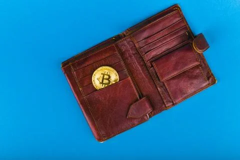 Contribution to bitcoins. Bitcoin purchase concept. Place for an inscription. Stock Photos