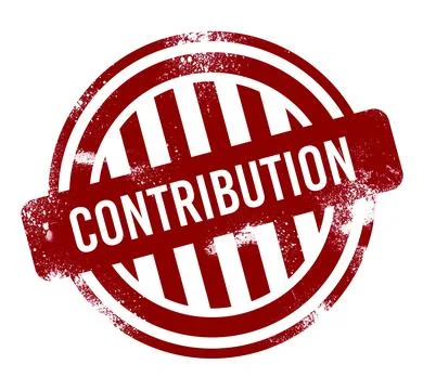 Contribution, red grunge button, stamp Stock Illustration