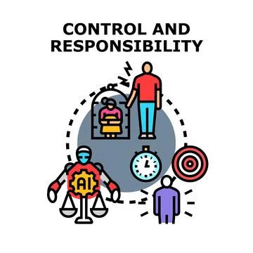 Control and responsibility concept with artificial intelligence impact Stock Illustration