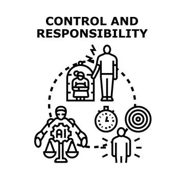 Control and responsibility concept with artificial intelligence impact Stock Illustration