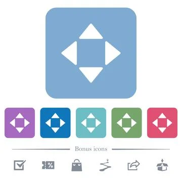 Control arrows flat icons on color rounded square backgrounds Stock Illustration