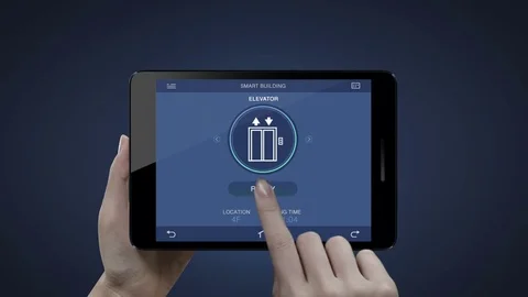Control auto elevator in Smart building in smart pad, internet of things. Stock Footage 81997374