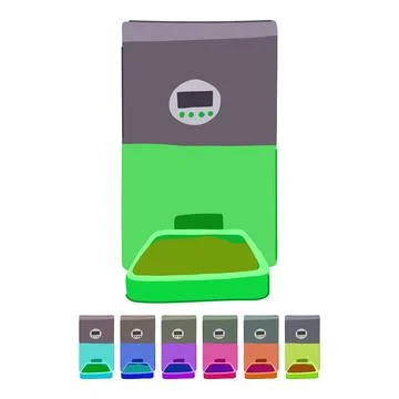 Control automatic pet feeder vector cartoon graphic Stock Illustration