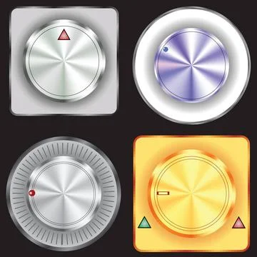 Control buttons illustration with control buttons on dark perforated backg... Foto stock