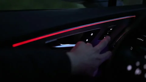 Control buttons for settings and memory of the drivers seat, electric glass Stock Footage 335685163