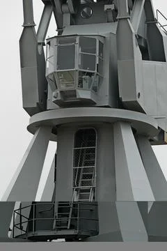 Control cabin of a loading crane for loading and unloading ships Stock Photos