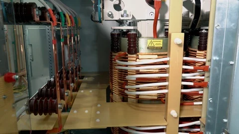 Control cabinet. Internal view of the transformer cabinet. Stock Footage 104763981