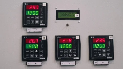 Control cabinet protection and automatic shutdown. Measurement indicators on the Stock Footage 106370360