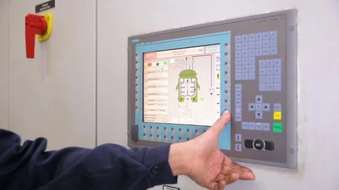 Control cabinets, displays at an electrical substation at power plant, factory Video stock 69796847