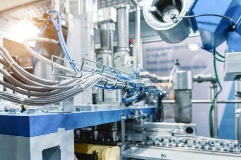 Control cables of a modern downstream system. The cables are laid in the cable Stock Photos