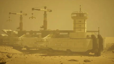 Control center on Mars surveying rover movement and signal reception Stock Footage 342928090