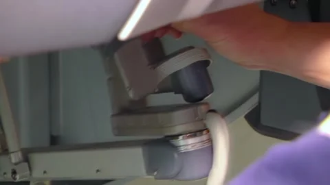 Control center of a surgical robot. In the robotic surgery operating room. Stock Footage 307490962