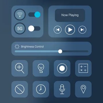 Control center user interface set template 스톡 일러스트