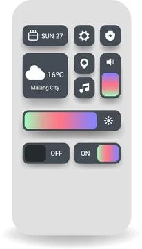 Control Center User Interface Template With Modern Gradient Sliders And Wea.. Stock Illustration