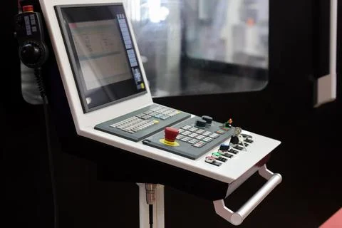 Control console of manufacturing CNC machine Stock Photos