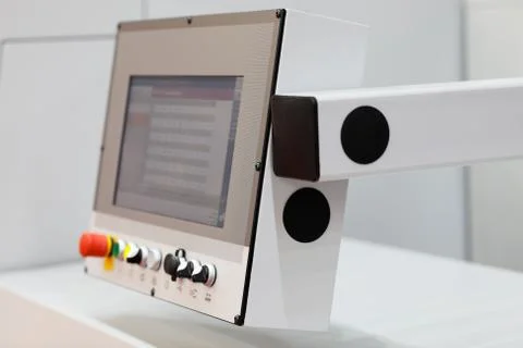 Control console of a modern computer-aided machine Stock Photos