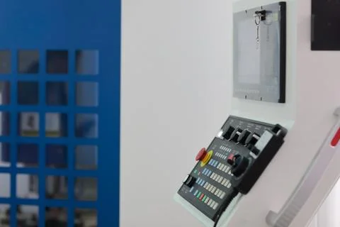 Control console of vertical CNC machining center Stock Photos