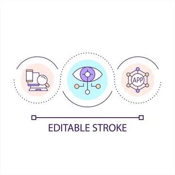 Control of devices connected to network loop concept icon Stock Illustration