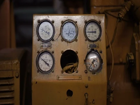 Control devices in the engine department, ship Stock Footage 71873795