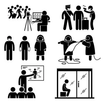 Control Diseases Virus Transmission Outbreak Stick Figure Pictogram Icons Illustrazione stock