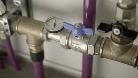 Control, distribution and regulation center for underfloor heating Stock Footage 297823504